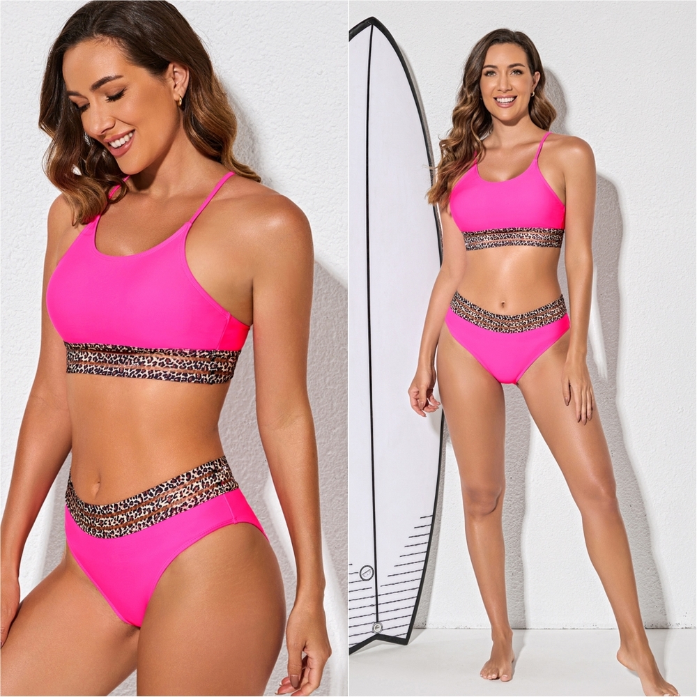 Leopard Contrast Bikini Set - Picture 5 of 11